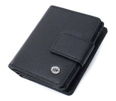 Жіночий гаманець з монетницею та блоком для пропусків із натуральної шкіри ST Leather 22713 Чорний