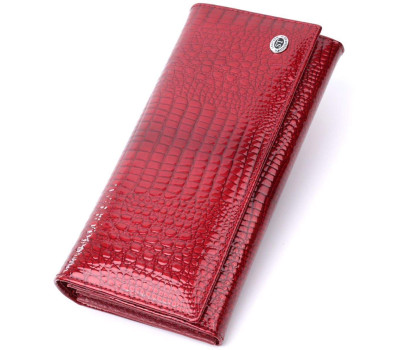 Лакований жіночий гаманець з фактурою під рептилію з натуральної шкіри ST Leather 22717 Червоний