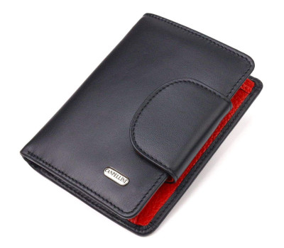 Зручний вертикальний гаманець з натуральної гладкої шкіри CANPELLINI 21683 Чорний