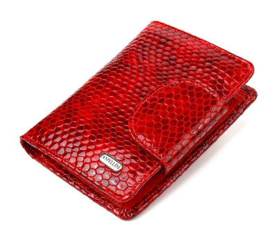 Лакований жіночий гаманець з натуральної шкіри з тисненням під змію CANPELLINI 21682 Червоний