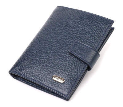 Практичний вертикальний чоловічий гаманець середнього розміру з натуральної шкіри флотар CANPELLINI 21735 Синій