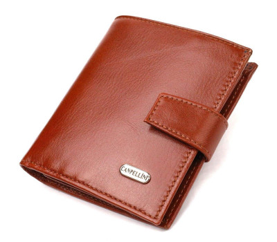 Відмінний чоловічий гаманець з натуральної гладкої шкіри CANPELLINI 21743 Коричневий