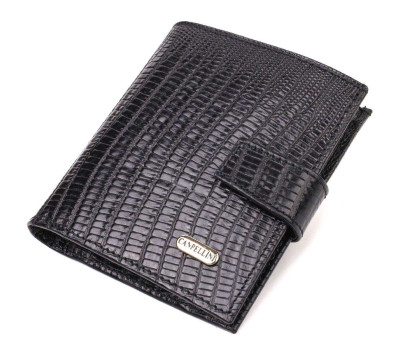 Фактурний чоловічий гаманець з натуральної шкіри з тисненням під крокодила CANPELLINI 21745 Чорний