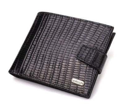 Цікавий чоловічий гаманець із натуральної фактурної шкіри CANPELLINI 21789 Чорний