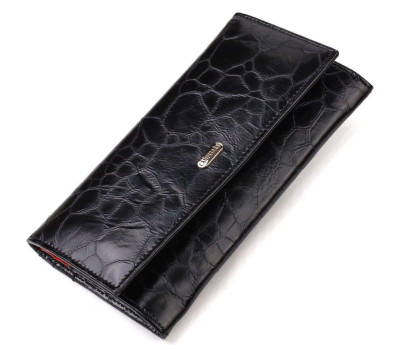 Незвичайний жіночий гаманець із натуральної фактурної шкіри CANPELLINI 21834 Чорний