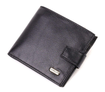 Зручний чоловічий гаманець з натуральної гладкої шкіри CANPELLINI 21877 Чорний