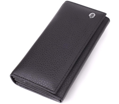 Жіночий вертикальний гаманець із натуральної шкіри ST Leather 23084 Чорний