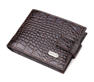 Оригінальний чоловічий гаманець із натуральної фактурної шкіри CANPELLINI 21513 Коричневий