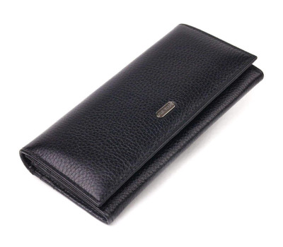 Класичний жіночий гаманець із натуральної зернистої шкіри CANPELLINI 21658 Чорний
