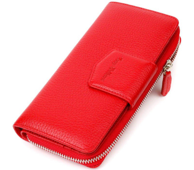 Місткий жіночий гаманець з блоком для карт та документів з натуральної шкіри Tony Bellucci 21956 Червоний