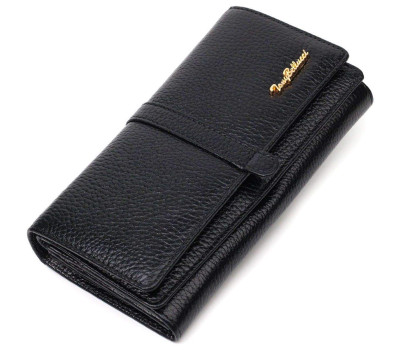 Класичний жіночий гаманець з великою кількістю відділень із натуральної шкіри Tony Bellucci 21961 Чорний