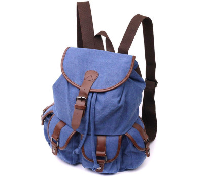 Надійний текстильний рюкзак, що закривається клапаном на магніт Vintage 22154 Синій