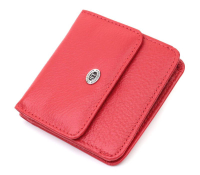 Жіночий компактний гаманець з кишенею для монет з натуральної шкіри ST Leather 22689 Червоний
