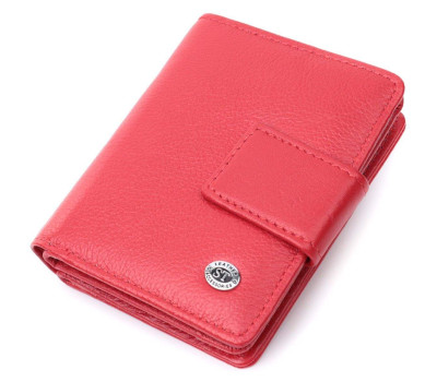 Яскравий жіночий гаманець з монетницею та блоком для пропусків із натуральної шкіри ST Leather 22714 Червоний