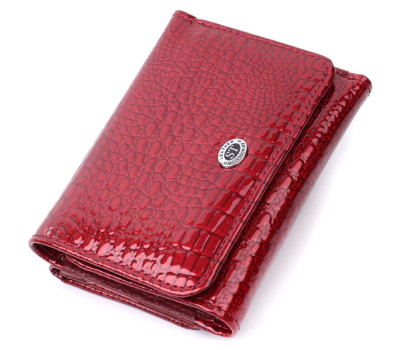 Стильний жіночий фактурний гаманець із натуральної шкіри ST Leather 22731 Червоний