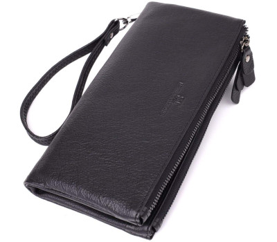 Практичний шкіряний гаманець на три відділення ST Leather 23111 Чорний