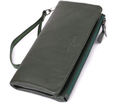 Зручний гаманець для жінок з ременем з натуральної шкіри ST Leather 23104 Зелений