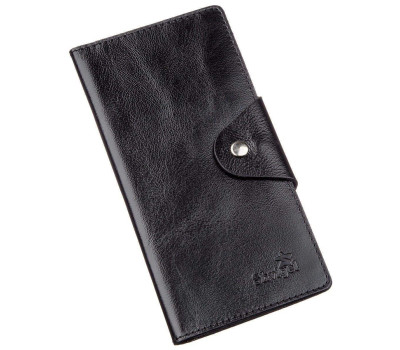 Гаманець чоловічий вертикальний зі шкіри Алькор на кнопках SHVIGEL 16173 Чорний