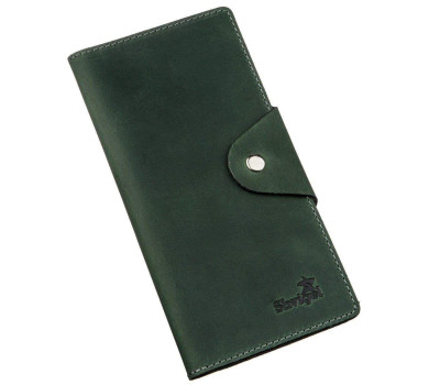 Гаманець унісекс вертикальний з вінтажної шкіри на кнопках SHVIGEL 16179 Зелений