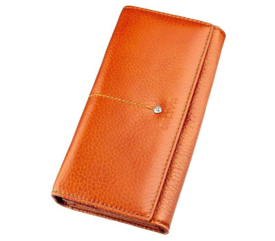 Гаманець горизонтальний зі стразами жіночий шкіряний BALIYA 18976 Помаранчевий