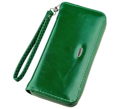 Гаманець жіночий на одну блискавку з екошкіри гладкий KIVI 19034 Зелений