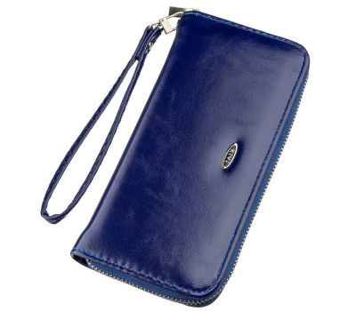 Гаманець жіночий на одну блискавку з екошкіри гладкий KIVI 19036 Синій