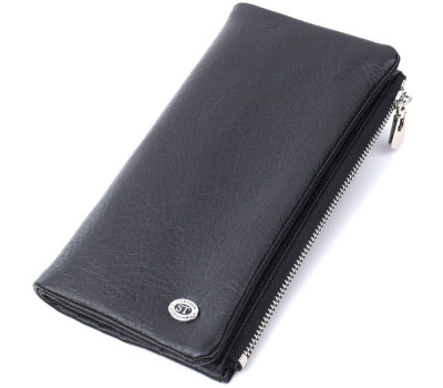 Вертикальний гаманець унісекс із м'якої натуральної шкіри ST Leather 22743 Чорний