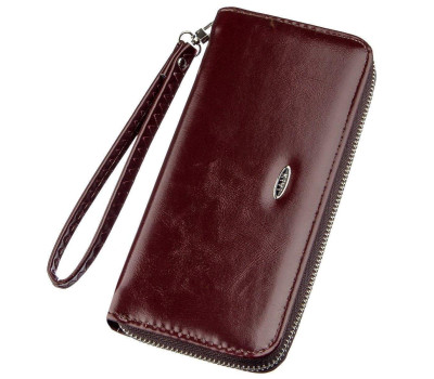 Гаманець жіночий на одну блискавку з екошкіри гладкий KIVI 19038 Коричневий