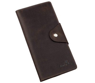 Гаманець вертикальний з вінтажної шкіри на кнопках SHVIGEL 16180 Коричневий