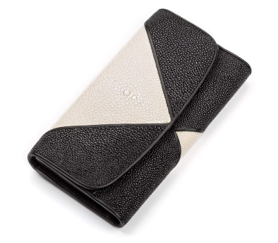 Гаманець жіночий STINGRAY LEATHER 18103 з натуральної шкіри морського ската Чорний