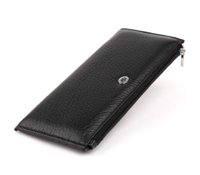 Горизонтальний тонкий гаманець зі шкіри унісекс ST Leather 19324 Чорний