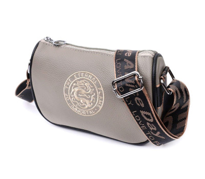 Красива жіноча сумка з вишивкою на лицьовій стороні з натуральної шкіри Vintage 22626 Сіра