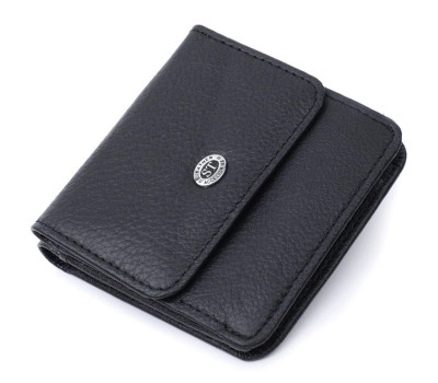 Компактний жіночий гаманець з кишенею для монет із натуральної шкіри ST Leather 22690 Чорний