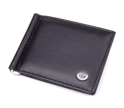 Чоловічий гаманець із металевим затискачем з натуральної шкіри ST Leather 23092 Чорний