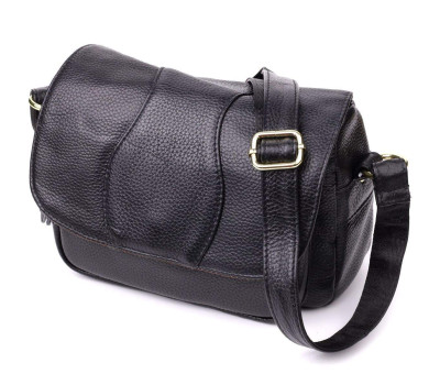 Сумка з натуральної шкіри для стильних жінок Vintage 22972 Чорний