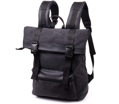 Добротний рюкзак для ноутбука із вставками еко-шкіри FABRA 22583 Чорний