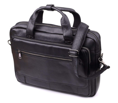 Місткий портфель для чоловіків з натуральної шкіри Vintage 23043 Чорний