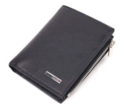 Місткий вертикальний невеликий шкіряний гаманець KARYA 21384 Чорний