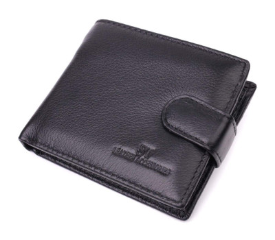 Гаманець для чоловіків зручного розміру з натуральної шкіри ST Leather 22463 Чорний