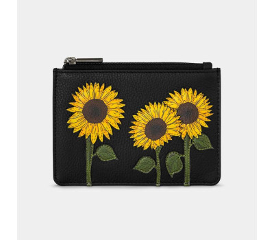 Жіночий шкіряний гаманець Yoshi Y1321 Sunflowers (Black)