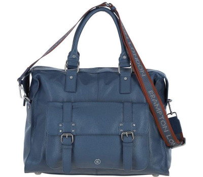 Шкіряна дорожня сумка Brampton London Weekender Navy (Синій)