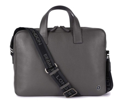 Шкіряна сумка для ноутбука 14 Brampton London Maven Grey (Сірий)