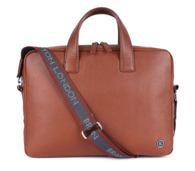Шкіряна сумка для ноутбука 14 Brampton London Maven Tan (Рудий)