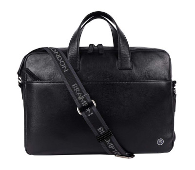 Шкіряна сумка для ноутбука 15,6 Brampton London Commandeer Black (Чорний)
