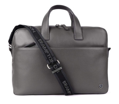 Шкіряна сумка для ноутбука 15,6 Brampton London Commandeer Grey (Сірий)