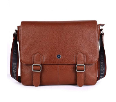 Шкіряна сумка месенджер для ноутбука 14 Brampton London Emissary Tan (Рудий)