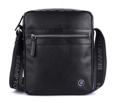 Чоловіча шкіряна сумка через плече Brampton London Crossflow Black (Чорний)