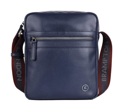 Чоловіча шкіряна сумка через плече Brampton London Crossflow Navy (Синій)