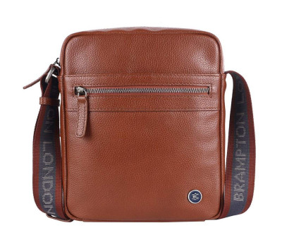 Чоловіча шкіряна сумка через плече Brampton London Crossflow Tan (Рудий)