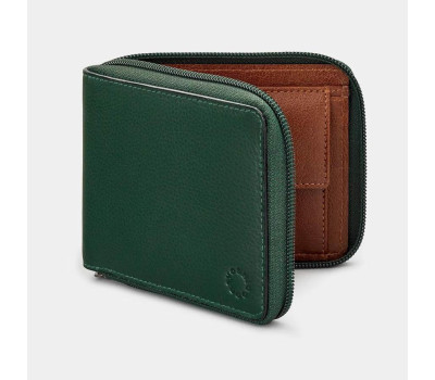 Чоловічий шкіряний гаманець Yoshi Y2046 17 (Green/Brown)